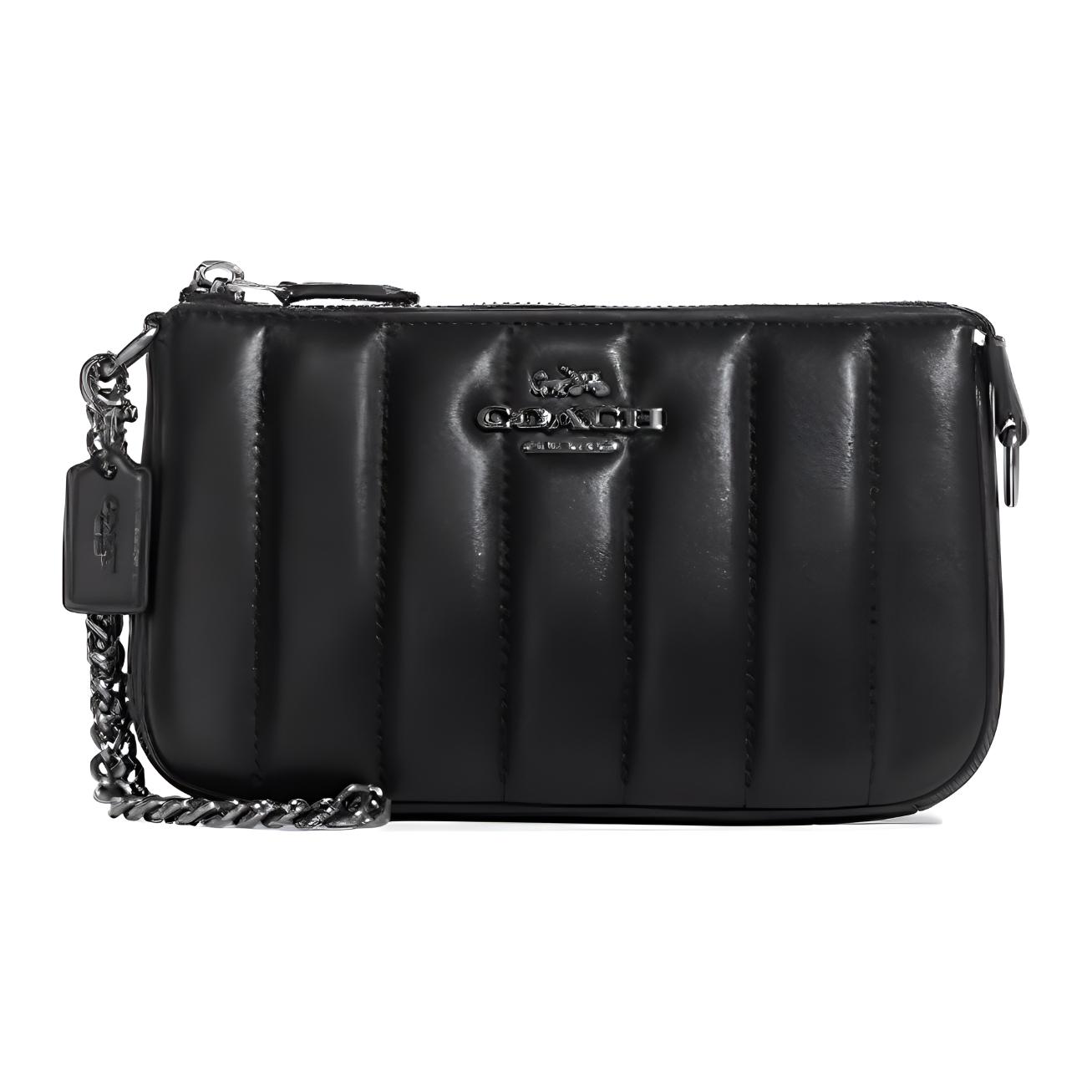Coach Nolita Napa Leather Smooth Leather Quilted Zipper Clutch Bag Women clutch Black C8302-QBBK Basic Set (Bag+Dust Bag)