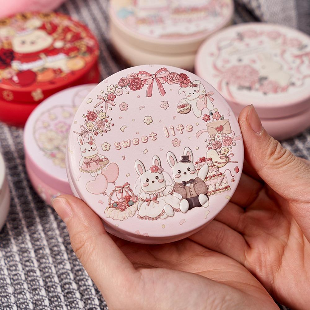 Round Candy Box Three-dimensional Pattern Biscuit Storage Box Earphone Container Tin Box  Wedding