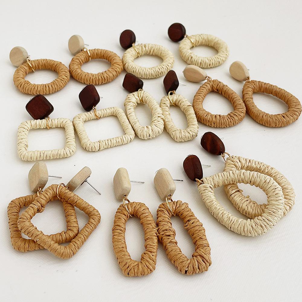 

Серьги Dongdaemun Handmade Retro Rattan - Дизайн Natural Woven Log для женщин