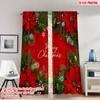 2pcs 2D Flat Printing Merry Christmas Curtains Christmas Poinsettia Snowflakes Berry Digital Printed Polyester Drapes Party &