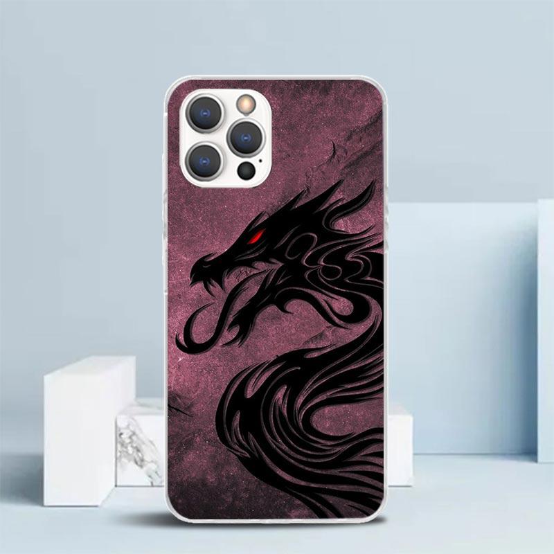 Japanese Dark Dragon Tattoo Phone Case For IPhone 16 17 Air 16E 15 14 Plus 13 Mini 12 11 Pro Max 7 8 + SE 2020 Soft TPU Back Cov