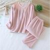 2026 New Autumn/Winter Women's Pajama Set 100% Flannel Round Neck Thickened Solid Color Home Clothes Long Sleeve Two Piece Set