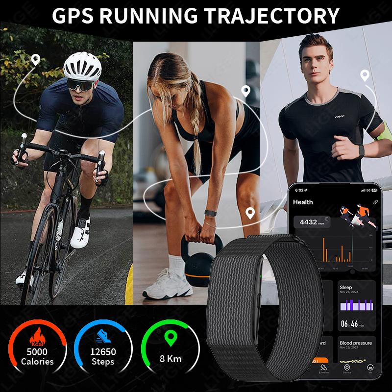 No Screen Sports Smart Bracelet Call Reminder AI Healthy Heart Rate Blood Pressure Pedometer GPS Track Men Women Smartwatch