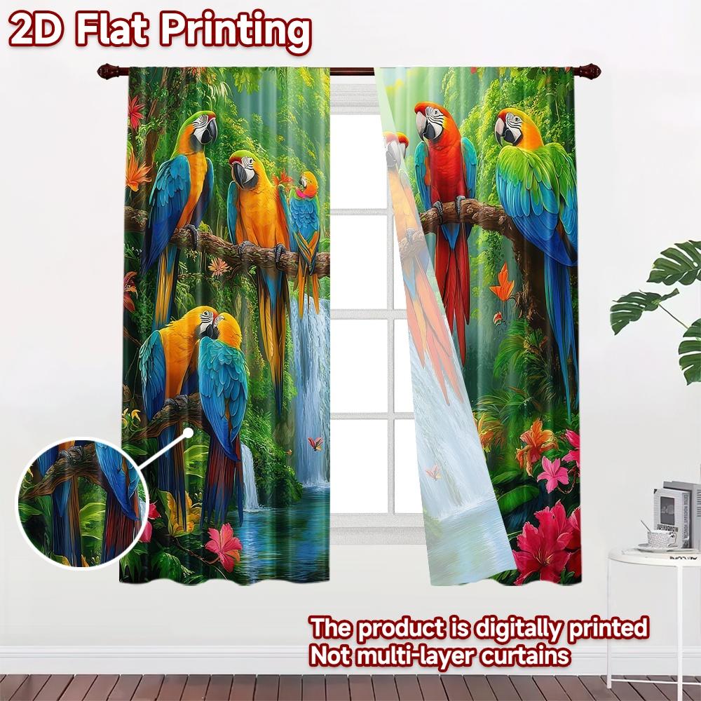 2D flat Photography Backdrop Photography Banner Colorful Parrots in Jungle 100% Polyester Holiday Decorations Use for