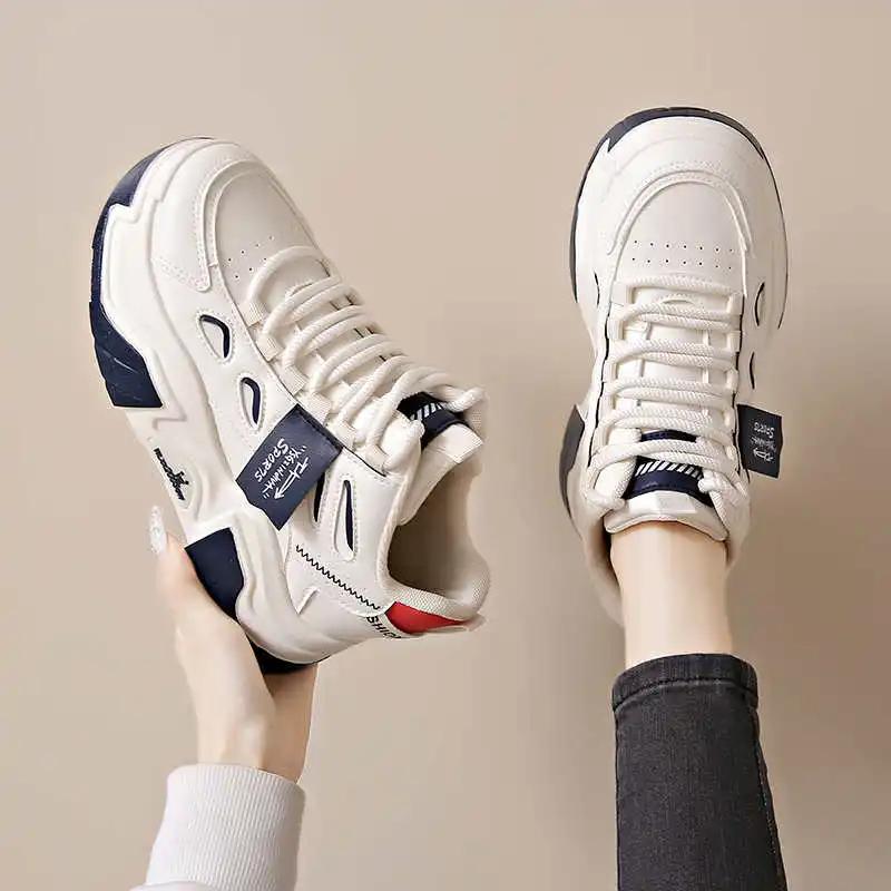 Height Increasing Platform Medium Heel Shoes Women's Heels 34 Size Brown Sneakers For Women Sports Functional Mobile Shoess