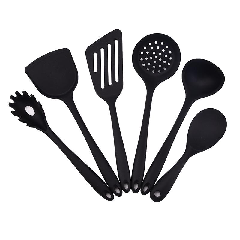 Silicone Kitchen Utensils Set: 6-Piece Non-Stick Color Dot Shovel, Spoon, and Steak Shovel.