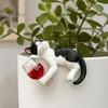 Betrunkene Katzenstatue Pflanzer Aufhänger, Skurriles Blumentopf-Ornament, Realistisches Tier-Ornament Harz Niedliche Kätzchenfigur für Randdekoration Miniatur