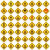 50 Hazard Warning Stickers Yellow Rhombus Safety Warning Waterproof Self-Adhesive Stickers