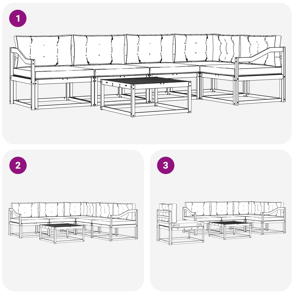 Outdoor Sofa Set 6 pcs White and Beige 79 x 79 x 37 cm