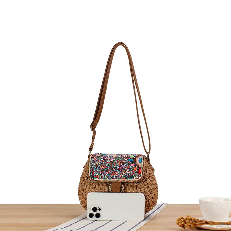 Bolso Mini Cruzado Chic Tejido a Mano de Cuerda de Papel - Diseño Nicho Minimalista Premium de Alta Gama para Mujeres con Estilo