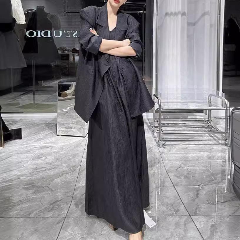 [În stoc] Set din două piese pentru femei, de primăvară/toamnă, largi și fusta lungă cu bretele