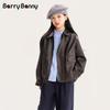 BARRY BANNY Girls' Melard Brown PU Leather Jacket