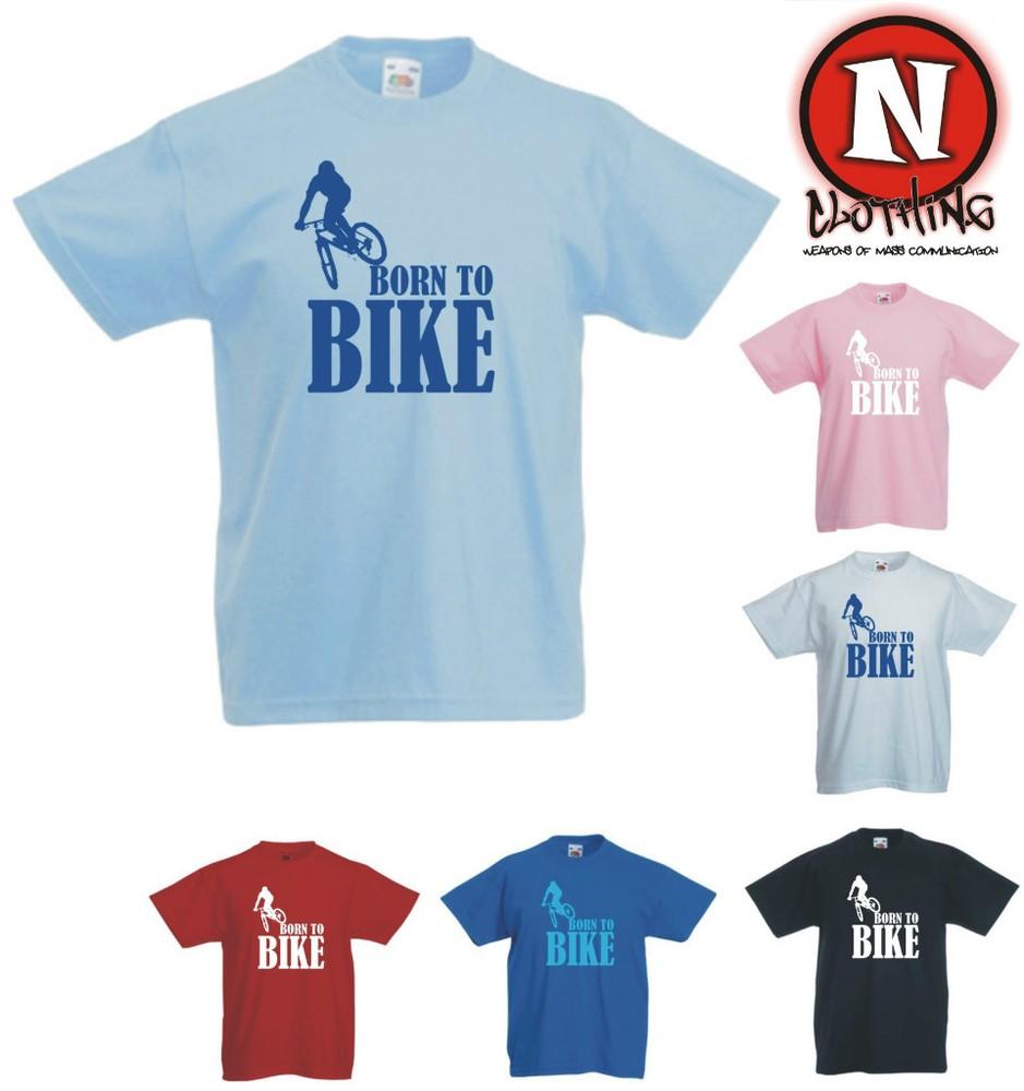 Born To Bike T-Shirt Mountainbiking BMX Radfahren Kinder 3 Jahre Bis 13 Jahre