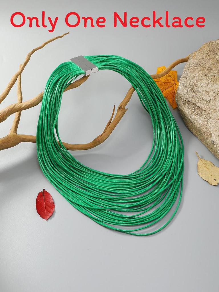 Fashion Leather Multilayer Pendant Necklace With Alloy Details Women Accessories