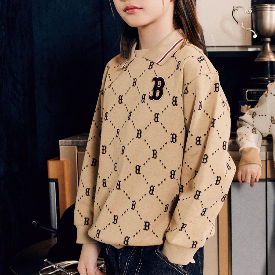 New MLB Sweatshirt Beige Yellow Kids' 7AMTMD141-43BGS