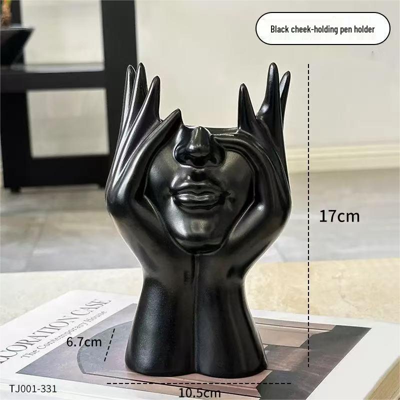 Sınır Ötesi Yaratıcı Vücut Sanatı Masaüstü Çok Fonksiyonlu Depolama: Kalem & Makyaj Fırçası Tutacağı Dekorasyonu