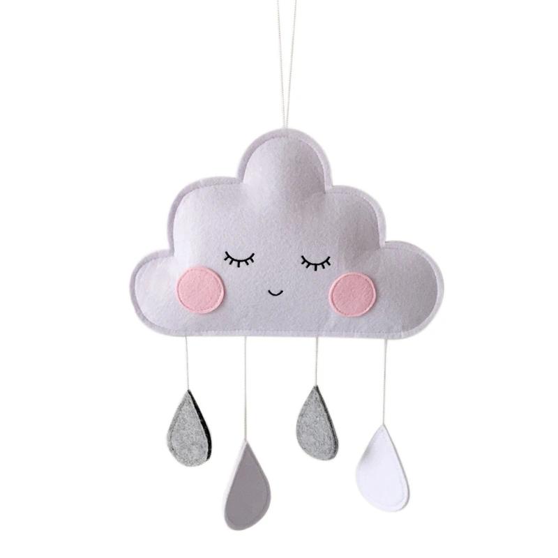 Cute Smiling Clouds Nordic Wind Baby Kids Room Nursery Home Cloud Raindrop Wall Hanging Decor Stickers Decal Gifts