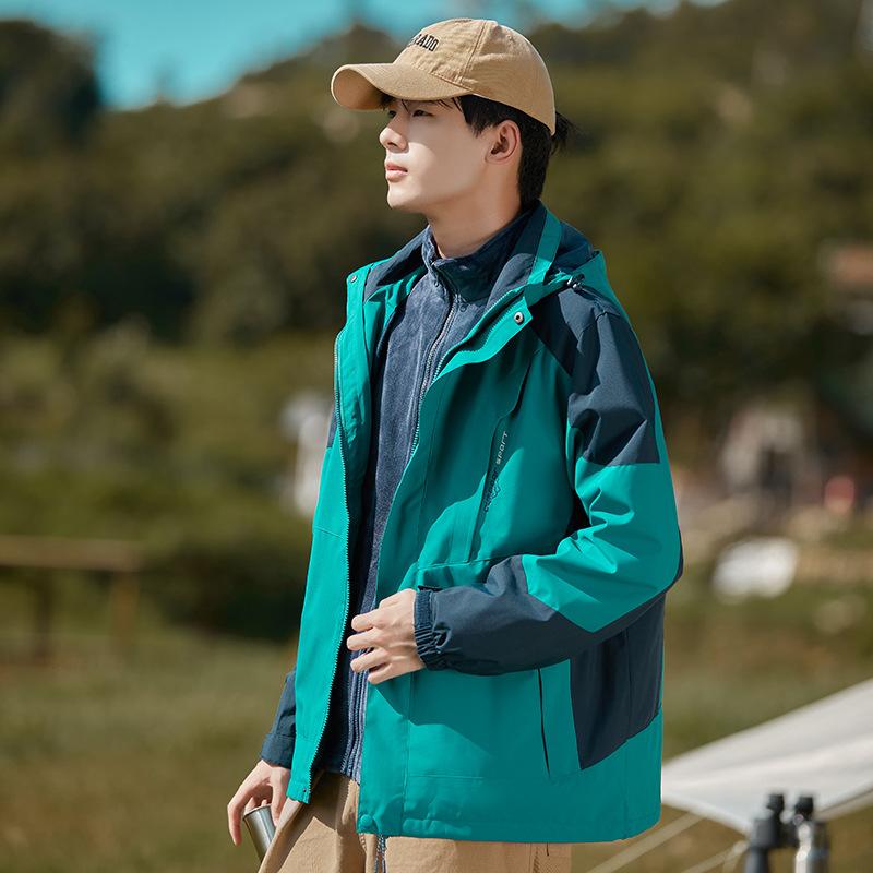 Mountain Couple Jacket Men's and Women's Three-in-one Removable Two-piece Set Custom Windproof and Waterproof Outdoor Trendy Jacket