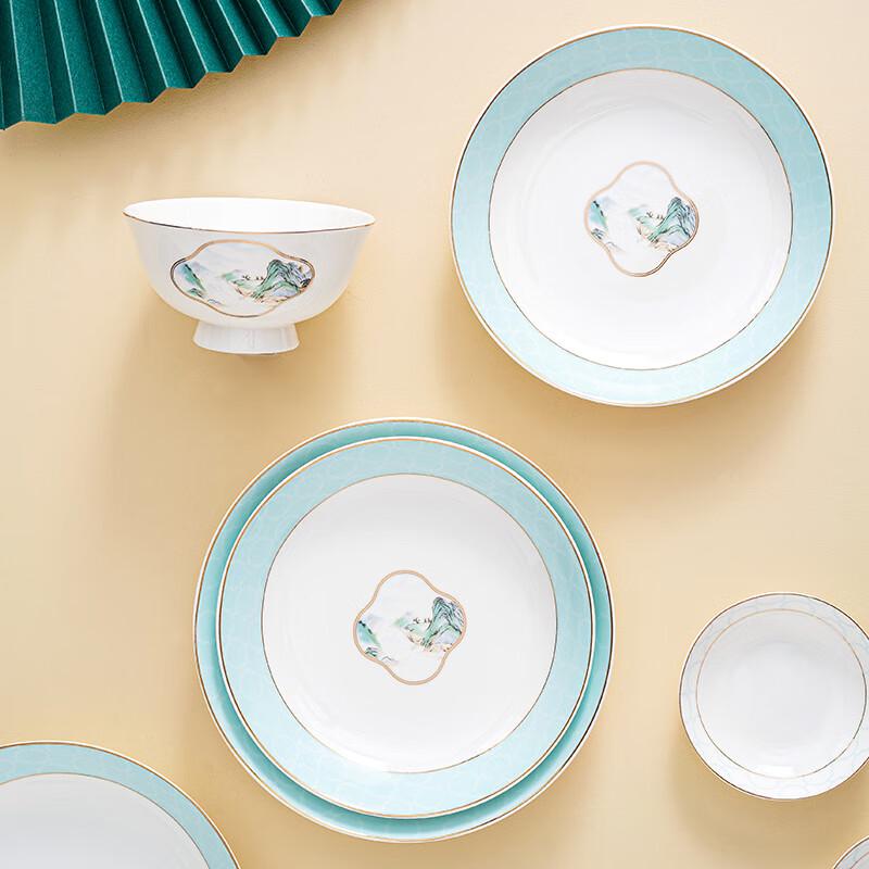 Ailan Huijia WJ Splendid Mountains & Rivers New Chinese Style Ceramic Dinnerware Set