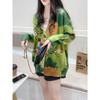 DIMANAF 2023 Neue Herbst Plus Größe Pullover Strickjacke Oversize Frauen Muster Floral Cartoon Druck Pullover Stricken Lose Pullover