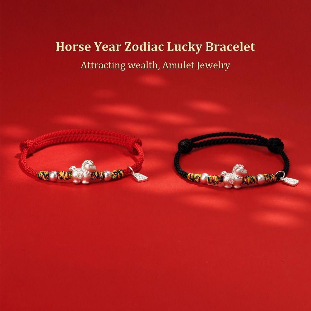Good Luck Charm Horse Year Bracelet Money Drawing Zodiac Bracelet Unisex Lucky Bracelet For Women