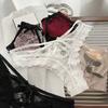 Lace Bow Sexy Thong Transparent Women's Lingerie Low Waist Flower Embroidery Mesh Perspective Hollowed Panties Briefs