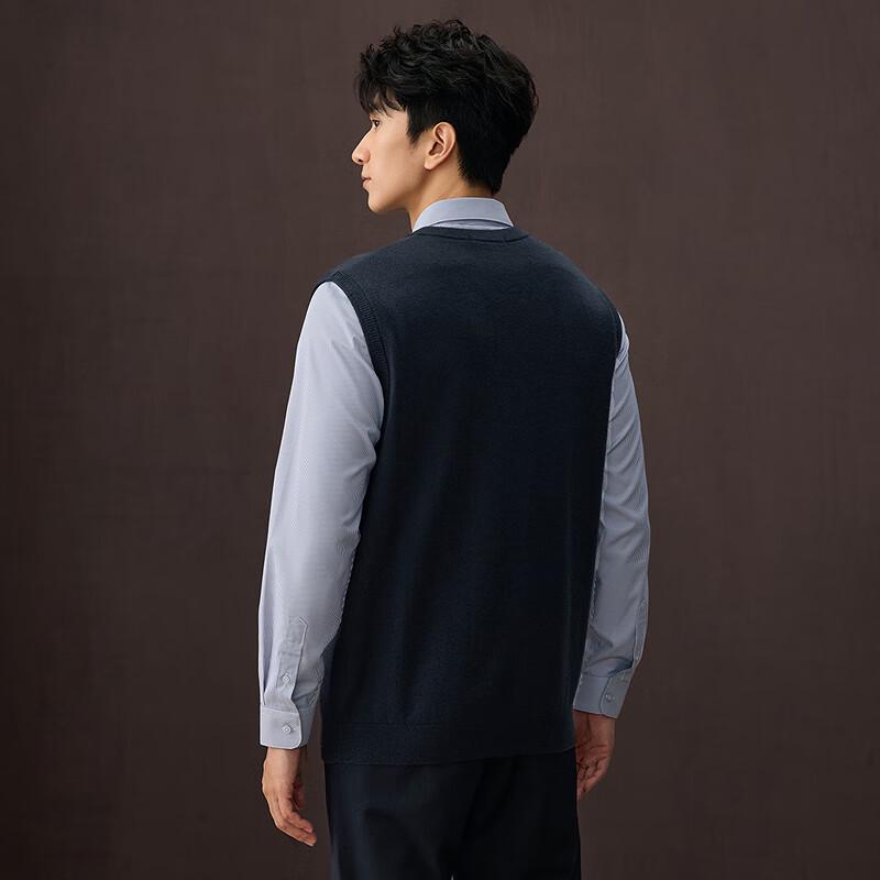 HLA Men's Business Casual Pure Wool V-Neck Sweater Vest