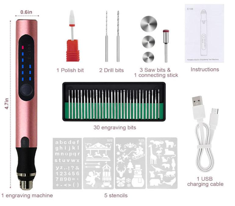 Rose Gold Mini Handheld Electric Engraving, Cutting, and Drilling Machine for Jade and Woodworking
