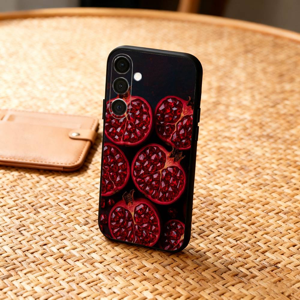 

Red C-Cherry Pomegranate Raspberry Phone Case For Samsung A73,72,71,A52,51,40,41,A22,A32,31,A13, Soft Black Shell Samsung a72