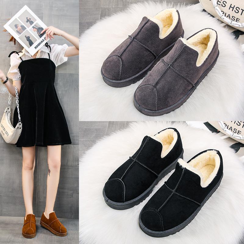 Snow Boots Women's Short Tube Thickened Cotton Shoes Non-slip Winter New Shoes Student Women's Shoes Black Boots