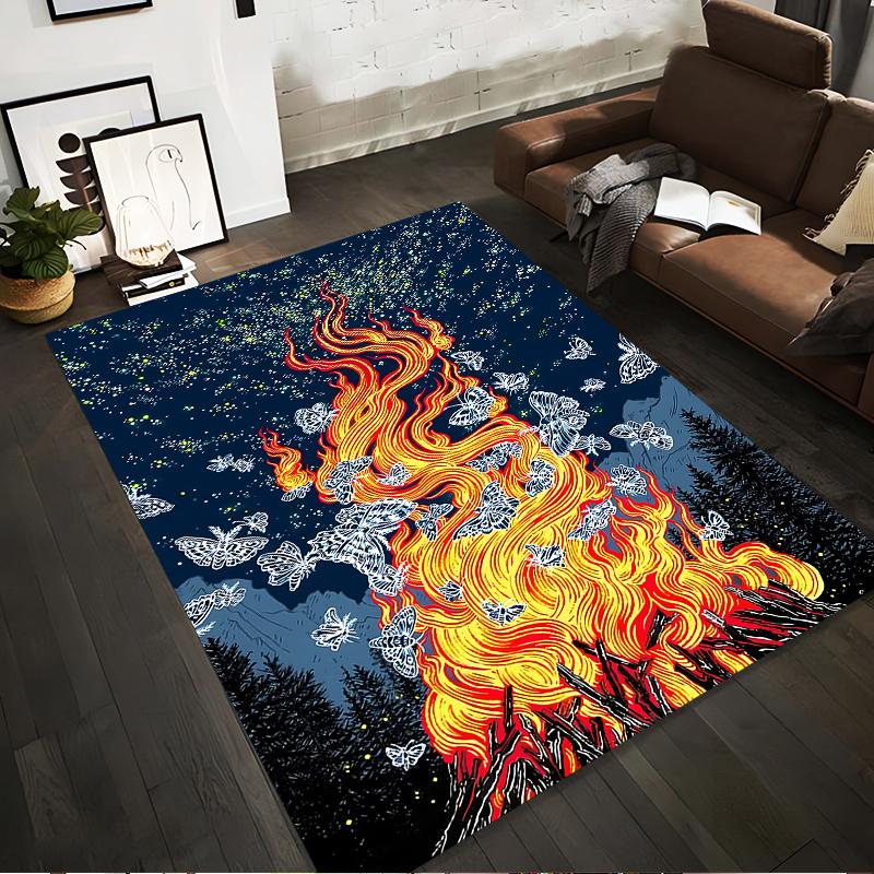 

Fire Flame Carpet with Butterfly Design, Nature Forest Art Style Rug Suitable for use as an anti-slip for living room bedroom sofas 40x60cm( 15x23in )