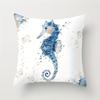 4Pcs Marine Animal Seahorse Whale Turtle Jellyfish Square Polyester Cushion Cover Hug Pillow Cover Bedroom Accessories Sofa Cush