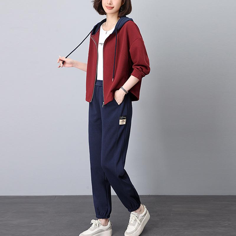 

Женский спортивный костюм большого размера - Стильный осенний костюм-двойка для мам среднего возраста XXXL (suggested 141-155 lbs)