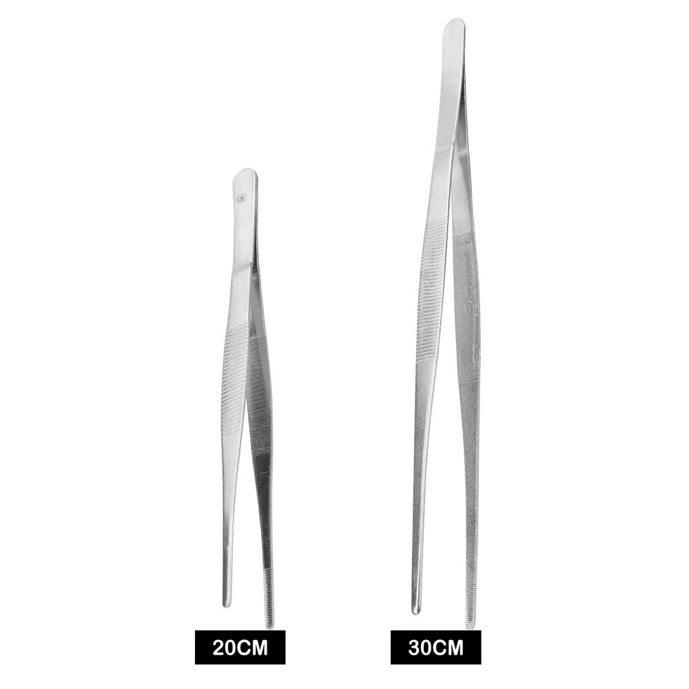 DIYWORK Stainless Steel Home Medical Garden Kitchen BBQ Tool Toothed Tweezer Straight  Tweezer Long Barbecue  Food Tong 20CM/30CM