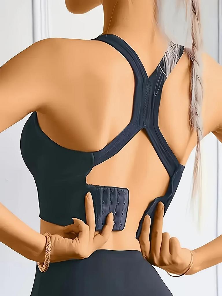 Stor Storlek Icke-Stålring Stötdämpande Sport-BH för Kvinnor med Vacker Korsad Design och Justerbart Ryggspänne Yoga Fitness-BH