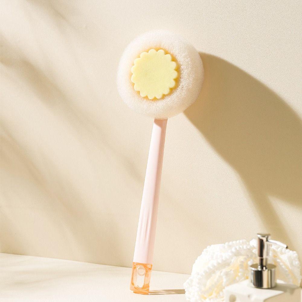 2 In 1 Body Scrubber Long Handle Bath Exfoliator Tool Shower Loofah Sponge Back Washing