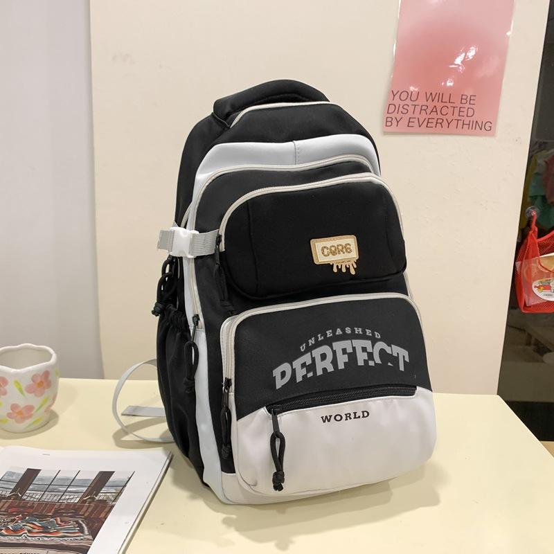 

School season versatile junior high school student schoolbag female large capacity lightweight backpack college student computer backpack чорний