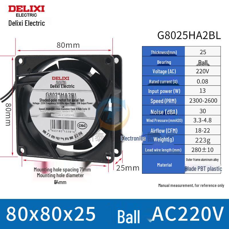 Delixi Axiallüfter 220V für Industrieschränke und Schweißmaschinen, 24V DC Kühlventilator.