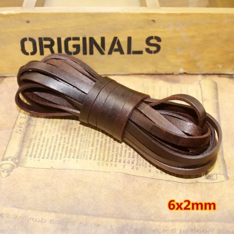 1.5 2 3 4 5 6 8 Mm Retro Brown Flat Round Genuine Cow Leather Cord for Bracelet Necklace Leather Rope String DIY Jewelry Making