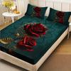Gothic Rose Pattern Bed Hat Three-Piece Digital Printing Bedroom Room School Dormitory Bedding Decoration