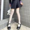 Stockings Black Ins Ripped Half Mesh Lace Long Tube Knee-high Sweet And Cute Core-spun Silk Thigh Socks