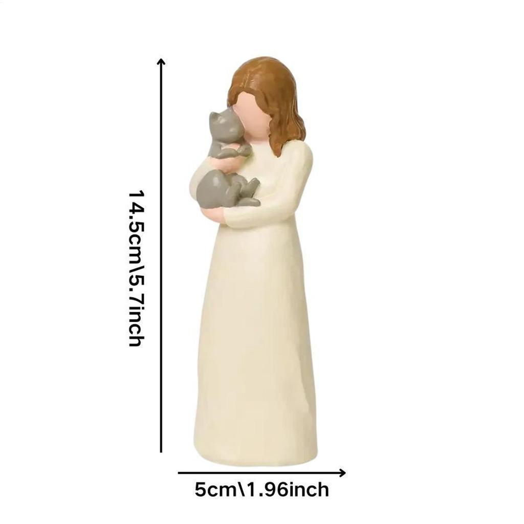 Resin Figurines Decorative Cat Angel Statue Guard Angel Statue For Home Office Living Room Cat Lovers Gift Home Office Decor