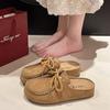 Vintage Women Half Slippers Autumn New Outdoor Height Increase Fashion Single Shoes Cross Tied  Slip on Comfortable Casual Flats