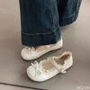 Fashion Spring 2025 New Round Head Shallow Mouth Butterfly Knot Soft Sole Non-slip Flat Shoes  Women's Fashionable versatile Shoes