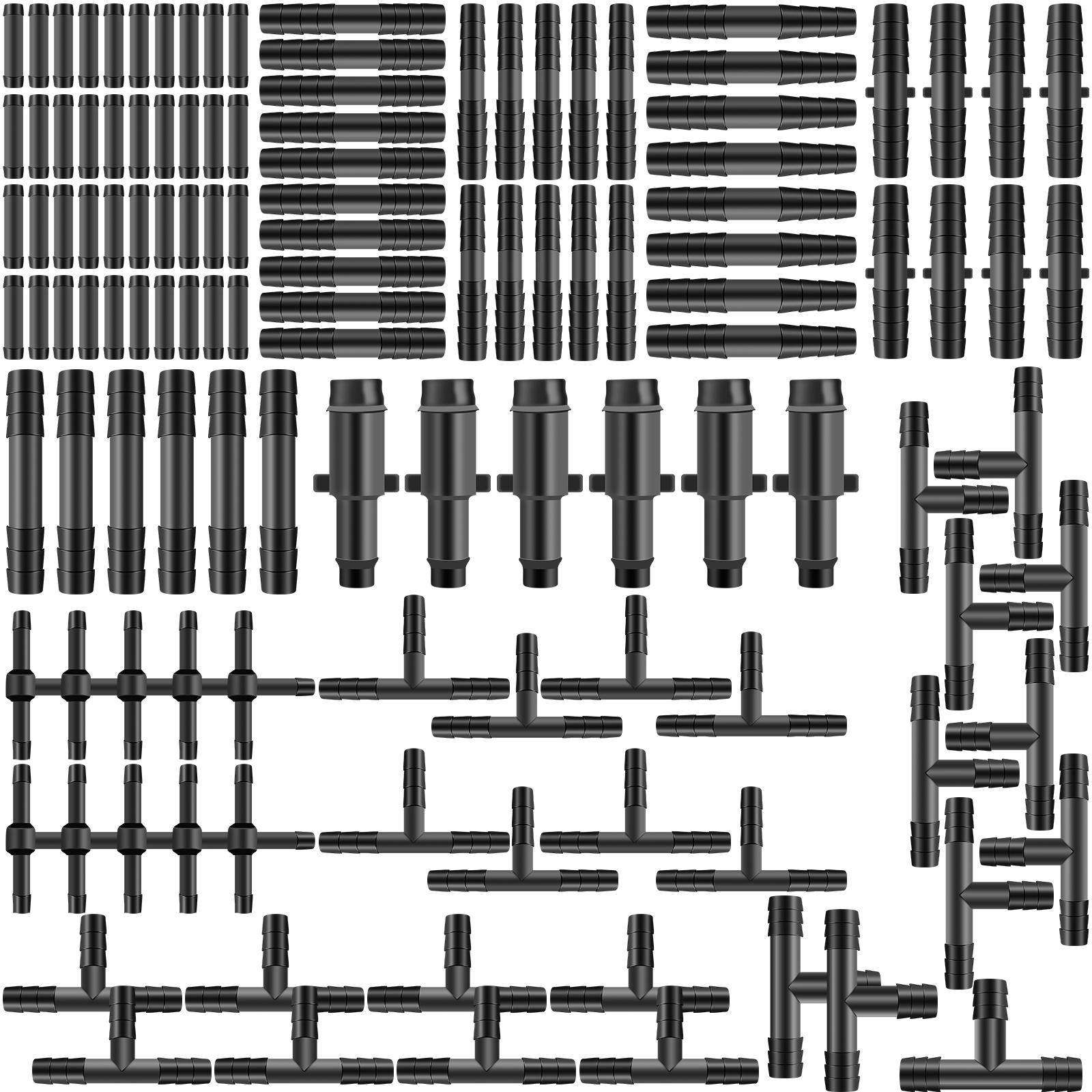 

128 шт. ассортимент вакуумных соединителей, термостойкость 240 ℃, автомобильный вакуумный соединитель для трубок, 12 размеров, нейлоновые фитинги для вакуумных шлангов чёрный