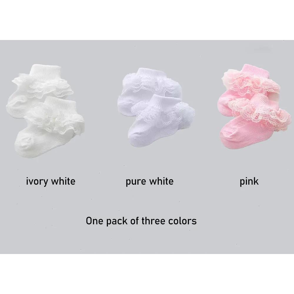 

3/5 пар носков кружевных однотонных для новорожденных 0-5 лет, мягкие и нежные, однотонные носки, неограниченное творчество, модное оружие 2-5 year(13-17 cm)