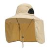 Detachable Men Fishing Cap with Shawl 10CM Large Brim Bucket Hat Outdoor Face Neck Protection Sun Hat Waterproof Anti-UV Panama
