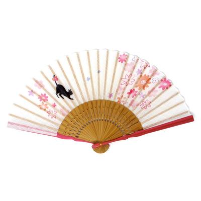 Kimono Cat Play Fabric Covered Fan Cats and [Stylish Iroha] Fan, (2643 Flowers)