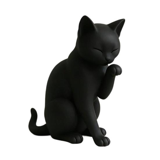 Black Cat Model Mini Cat Shape Ornament 3D Printed Matte Black Decorative Figurine