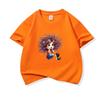 Kids Cotton T Shirt Surprised Colorful Hair Girl And Black Cat Print Crew Neck Short Sleeve Tee Casual Boys Girls Summer Tops